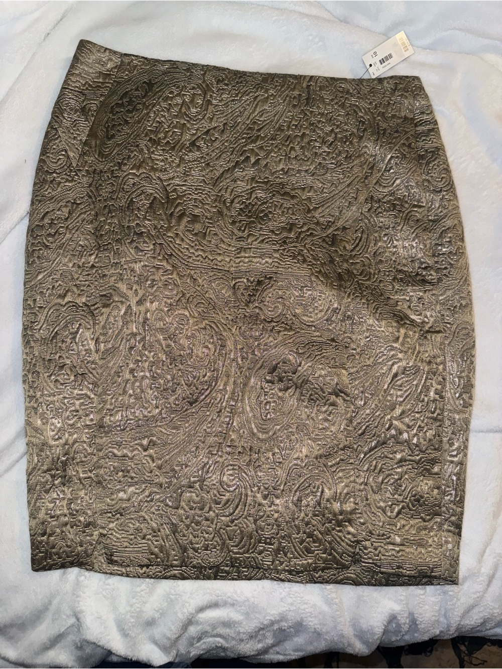NWT The Limited Metallic Gold Geometric Jacquard Pencil Skirt Cocktail Size 10